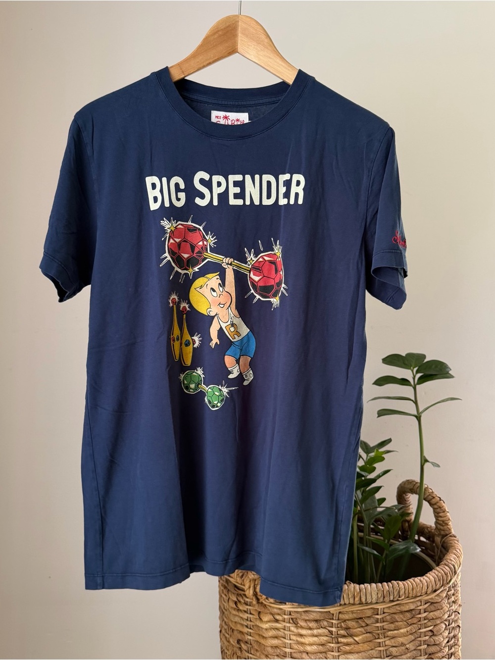 Men's MC2 Saint Barth Navy Blue RICHIE RICH Big Spender T-Shirt Tee Shirt Medium